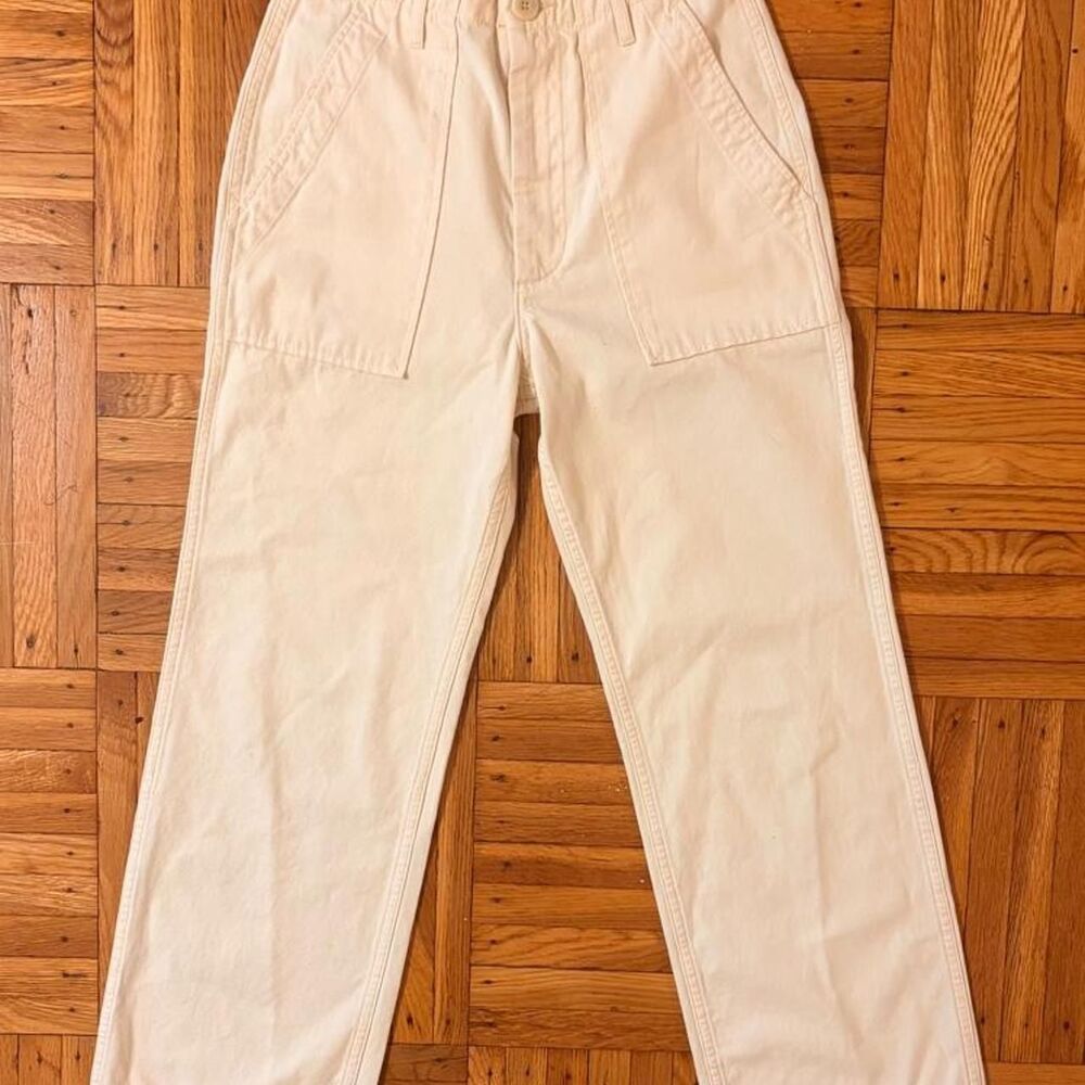 DÔEN Ecru Cream 100% Cotton Wilder Cargo Style Trousers
